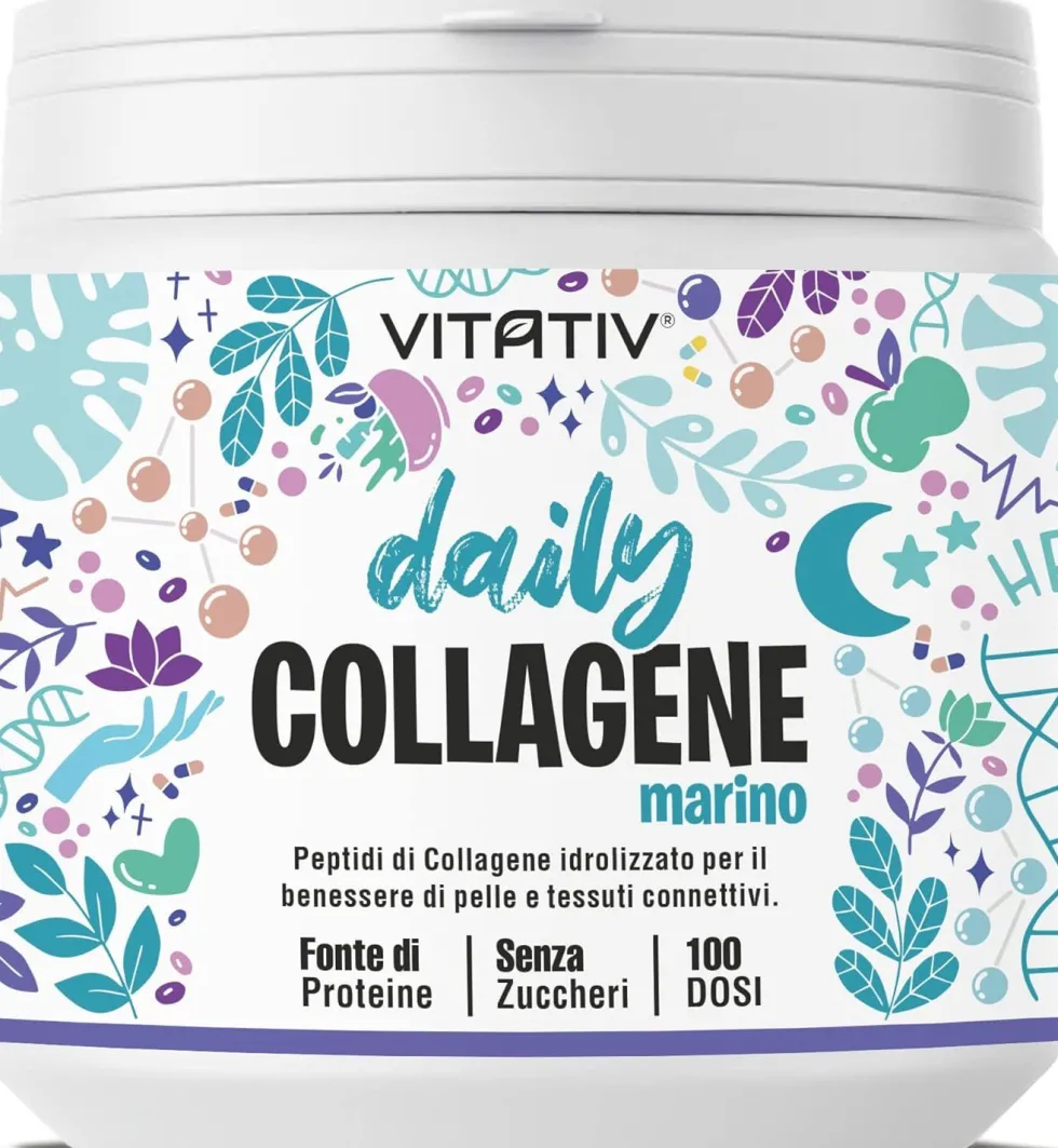 VITATIV Collagene Marino Idrolizzato Premium, Peptidi di Collagene di Pesce in Polvere, Gusto Neutro