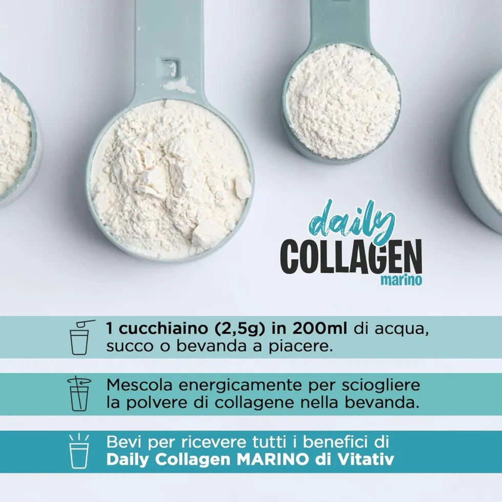 VITATIV Collagene Marino Idrolizzato Premium, Peptidi di Collagene di Pesce in Polvere, Gusto Neutro