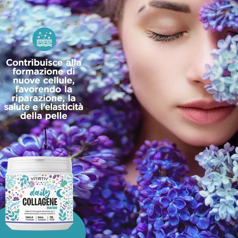 VITATIV Collagene Marino Idrolizzato Premium, Peptidi di Collagene di Pesce in Polvere, Gusto Neutro