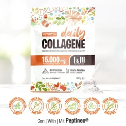 VITATIV Daily Collagene Idrolizzato in Peptidi Tipo 1 e 3 con Peptinex, in Polvere, Gusto Neutro