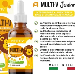 VITATIV® MULTI-V Junior Multivitaminico Bambini in Gocce con Astragalo - 50 ml (1000 Gocce)