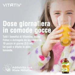 VITATIV® MULTI-V Junior Multivitaminico Bambini in Gocce con Astragalo - 50 ml (1000 Gocce)