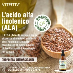 Vitativ® Omega 3-5-7 Fonte Vegetale Acidi Grassi con Acido Oleico, Linoleico, Alfa Linoleico, Caffè
