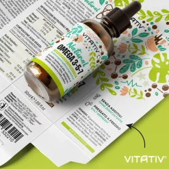 Vitativ® Omega 3-5-7 Fonte Vegetale Acidi Grassi con Acido Oleico, Linoleico, Alfa Linoleico, Caffè