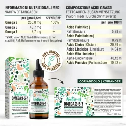 Vitativ® Omega 3-5-7 | Fonte Vegetale Acidi Grassi Omega con Acido Oleico, Linoleico, Alfa Linoleico