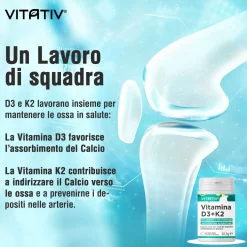 VITATIV® Vitamina D3 + K2 | 90 Mini Softgel | Supporto per Ossa e Denti normali