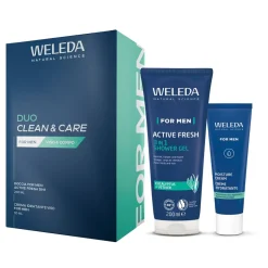 Weleda Duo Clean & Care For Men Doccia For Men Active Fresg 3 In 1 + Crema Idratante Viso For Men